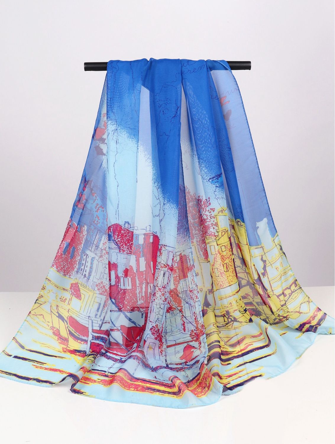 SF194603 - SCARF - CHIFFON CITYSCAPE