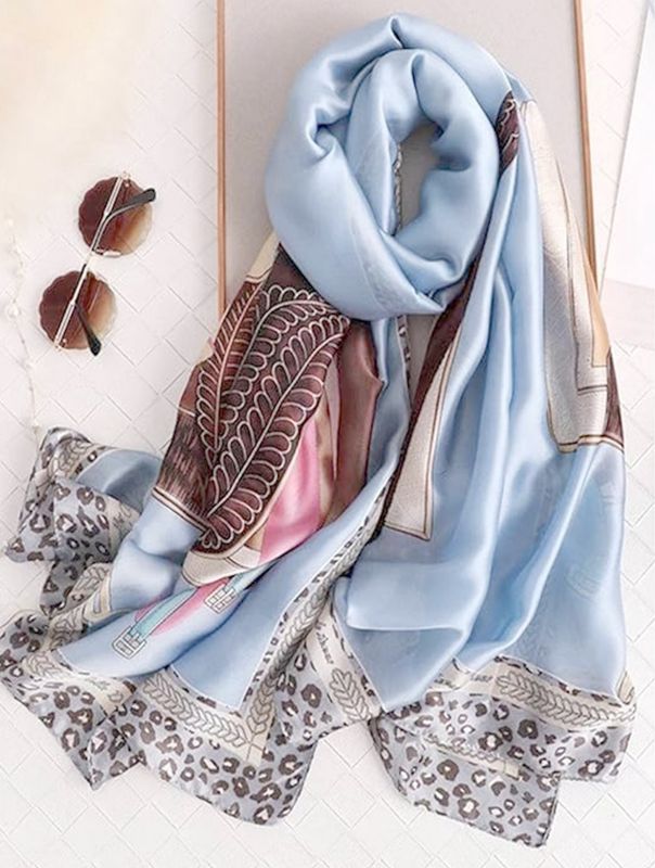 SF210222 - SILK FEEL SCARF - BLUE DESIGNER