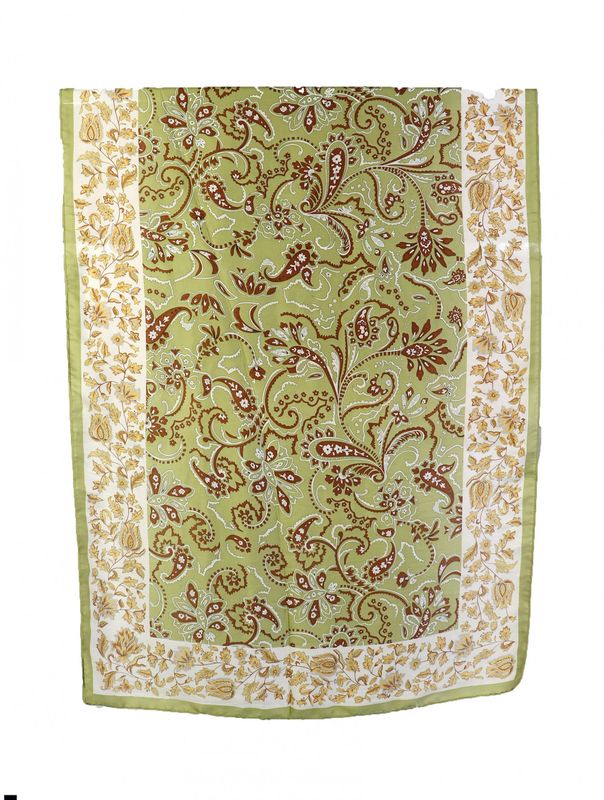 SF210227 - SILK FEEL SCARF - OLIVE COLOR PAISLEY
