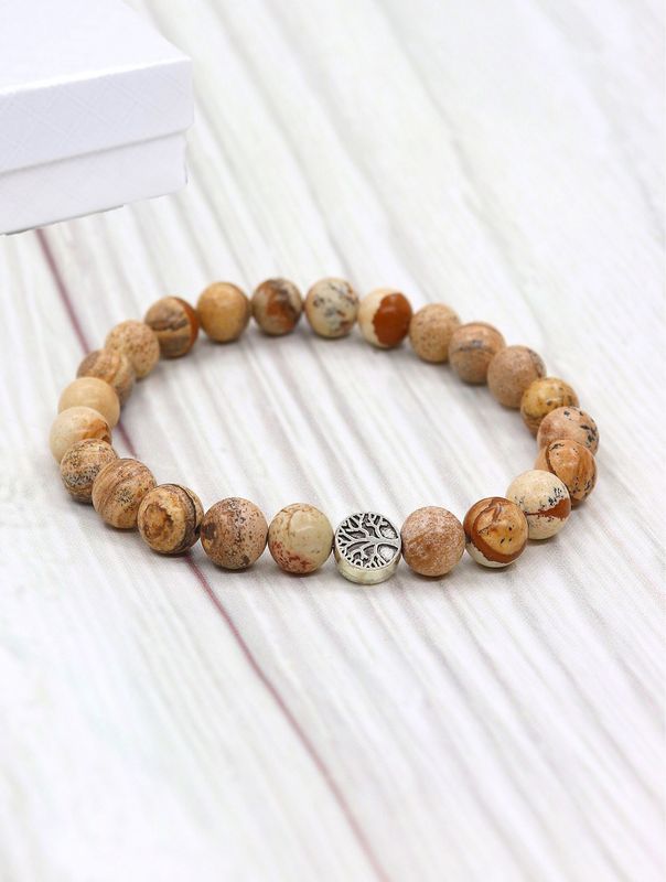 BR1264 - BLESSING BEAD BRACELET / LANDSCAPE JASPER