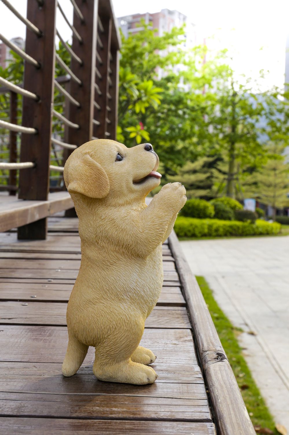 87703-K - PRAYING YELLOW LABRADOR PUPPY STATUE / 8.43&quot; H