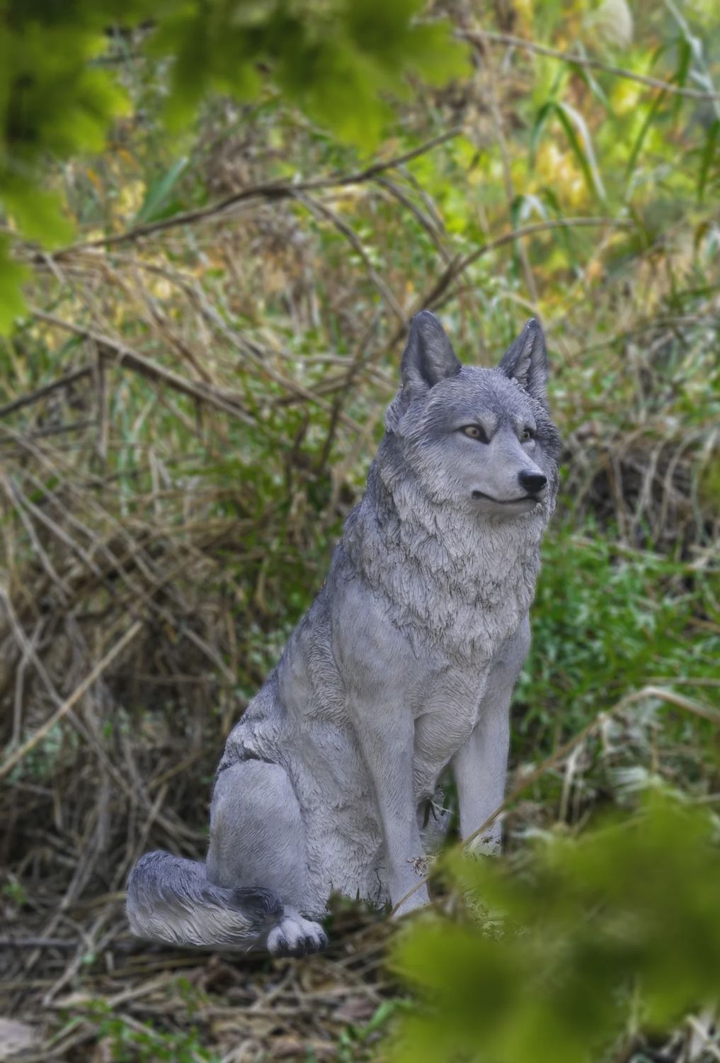 87713-D - WOLF SITTING / 21.65&quot; H