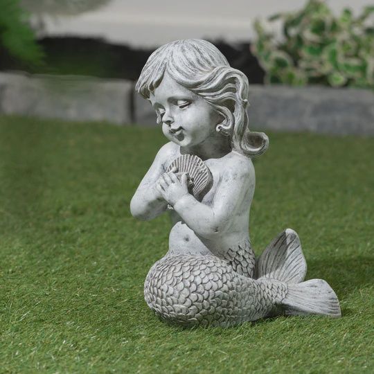 75598-CM - MERMAID KNEELING HOLDING SHELL / 12.75&quot; H