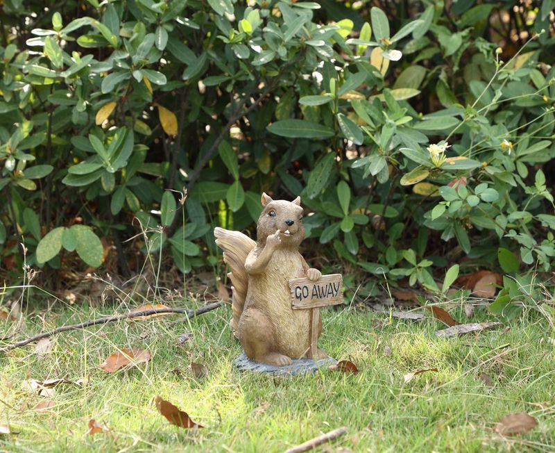 75614-B - SQUIRREL-W/GO AWAY SIGN / 9.25&quot; H