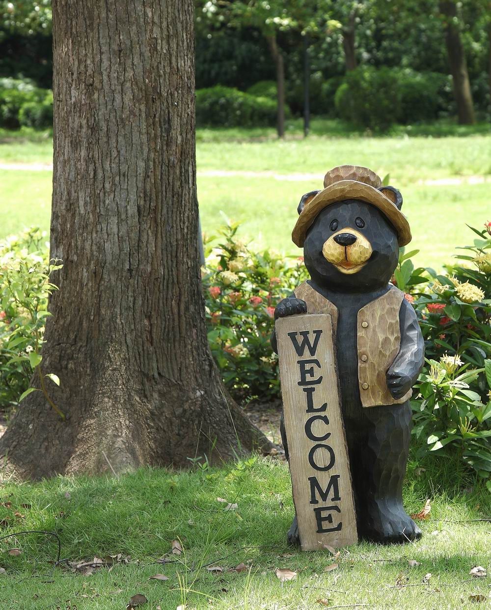 75619-A - BEAR STANDING W/WELCOME SIGN / 30&quot; H