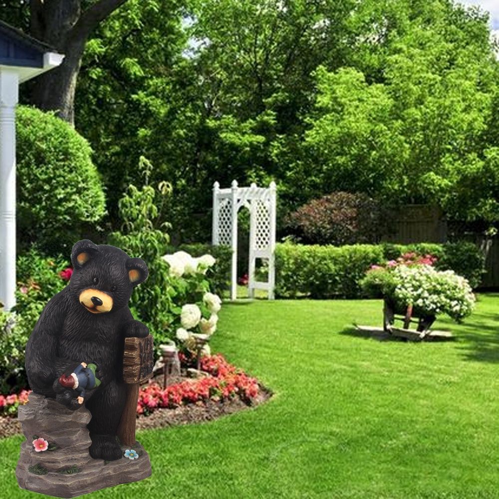 75619-K - BEAR HOLDING SIGN AND GNOME