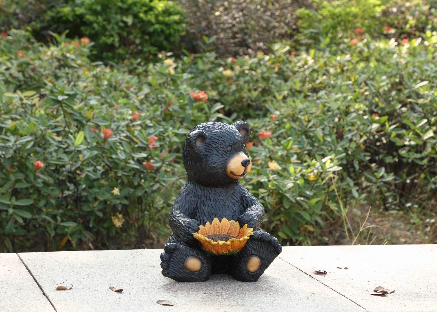 75619-I - BEAR CUB HOLDING SUNFLOWER / 13&quot; H