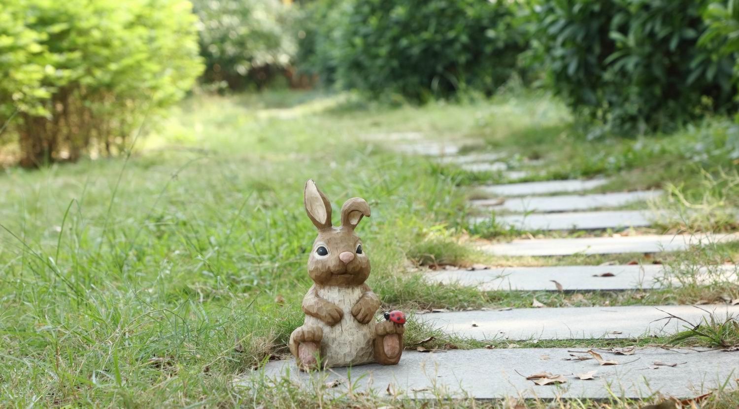 75637-B - RABBIT W/LADY BUG / 12&quot; H