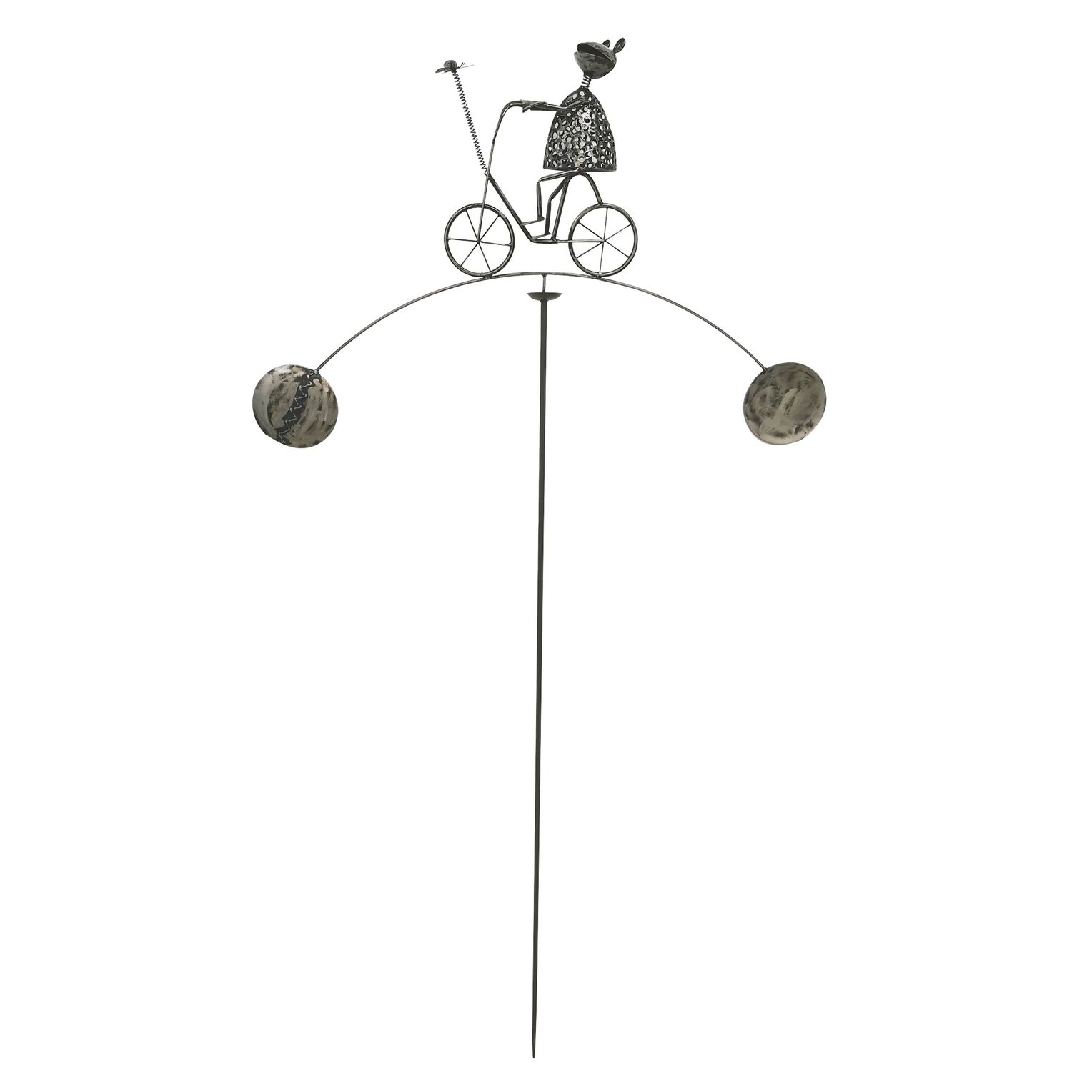 JF2060 - ROCKING FROG ON BIKE W/BUTTERFLY  GARDEN STAKE