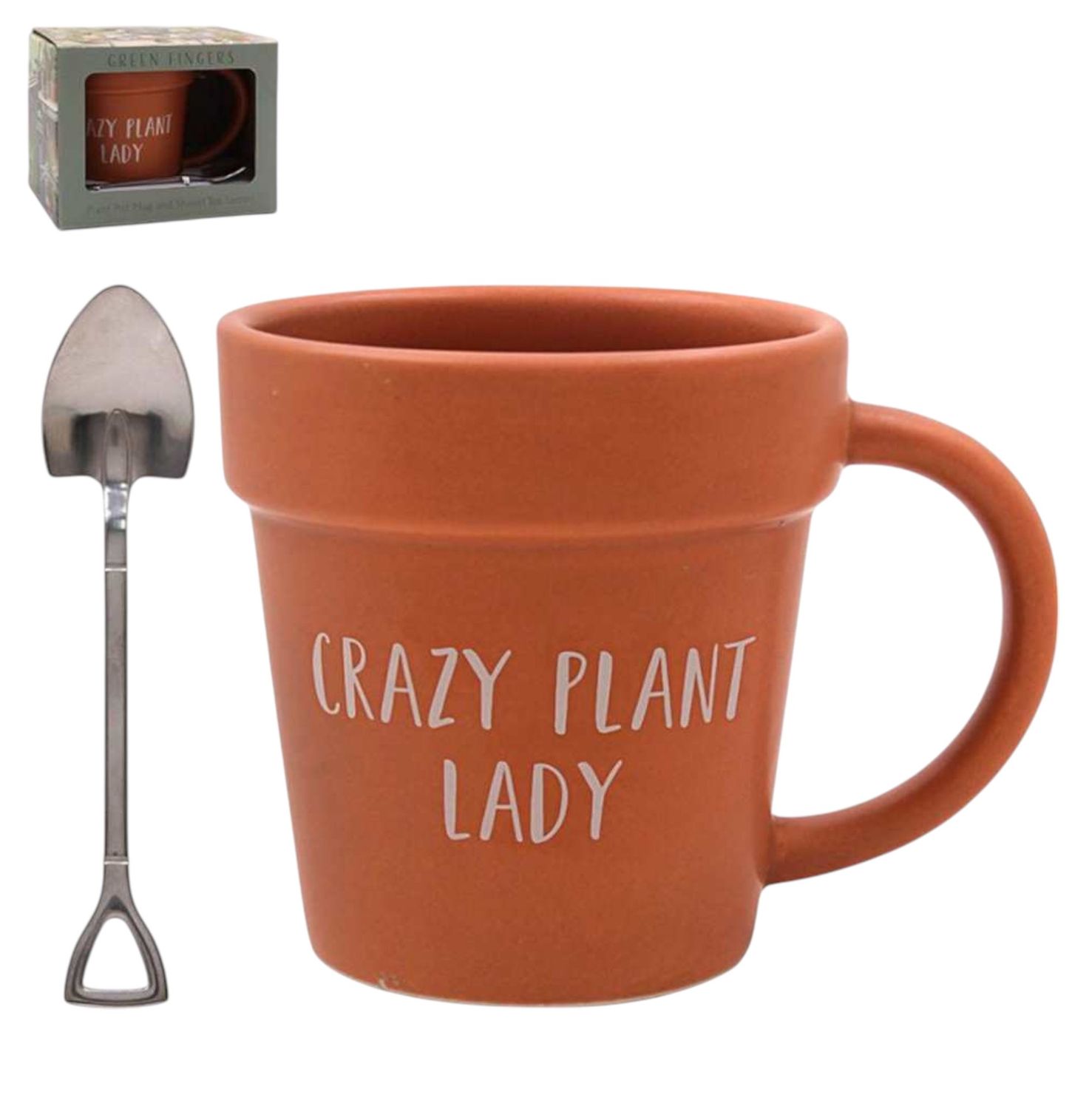 LP75480 - PLANT POT MUG W/SHOVEL TEASPOON - CRAZY PLANT LADY