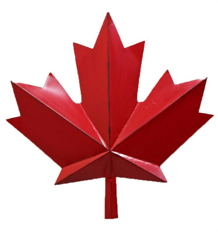21758 - METAL WALL ART - RED MAPLE LEAF - MEDIUM