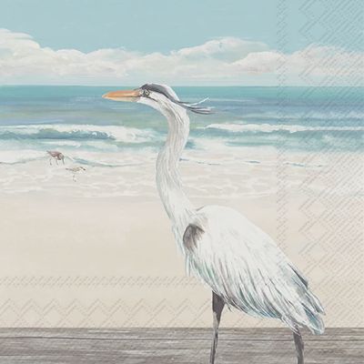 C1074000 - NAPKIN: COCKTAIL - EGRET ON THE BEACH