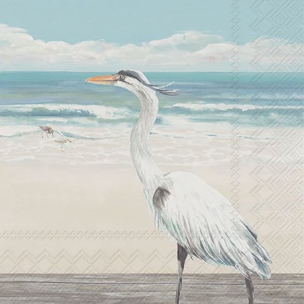 C1074000 - NAPKIN: COCKTAIL - EGRET ON THE BEACH