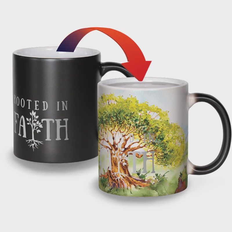 CM247 - COLOUR CHANGING MUG - ROOTED IN FAITH