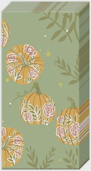 PT1083320 - POCKET TISSUE / PUMPKINS WITH ROSES GREEN