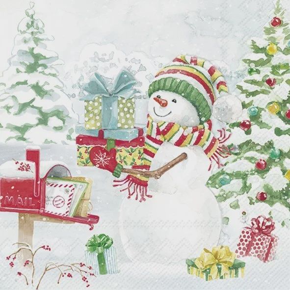 L1084149 - LUNCHEON NAPKIN / SNOWY DAY LIGHT BLUE