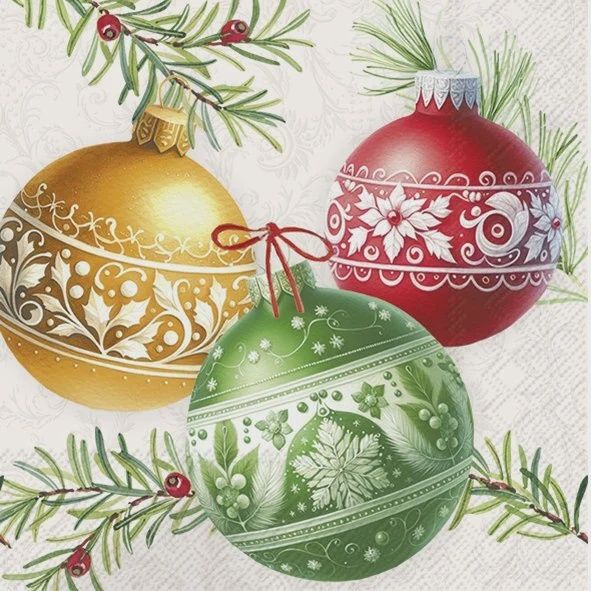 C1088360 - COCKTAIL NAPKIN / CHRISTMAS BUBBLES CREAM