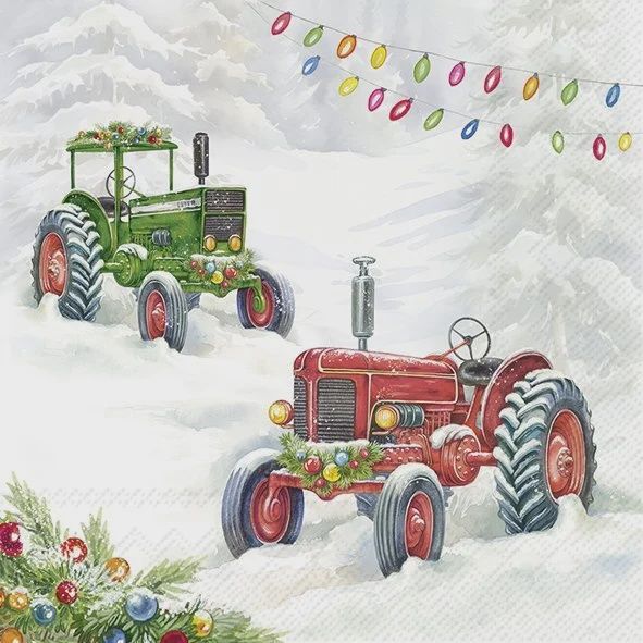 C1092700 - COCKTAIL NAPKIN / FESTIVE TRACTOR