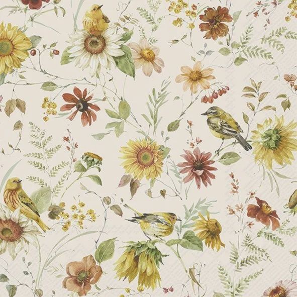 L1087060 - LUNCHEON NAPKIN / LATE SUMMER BEAUTIES CREAM