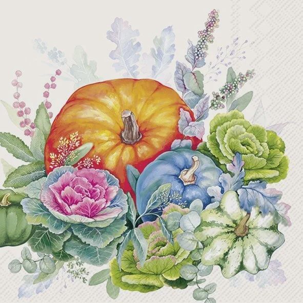 L1050460 - LUNCHEON NAPKIN / COLORFUL PUMPKIN CREAM