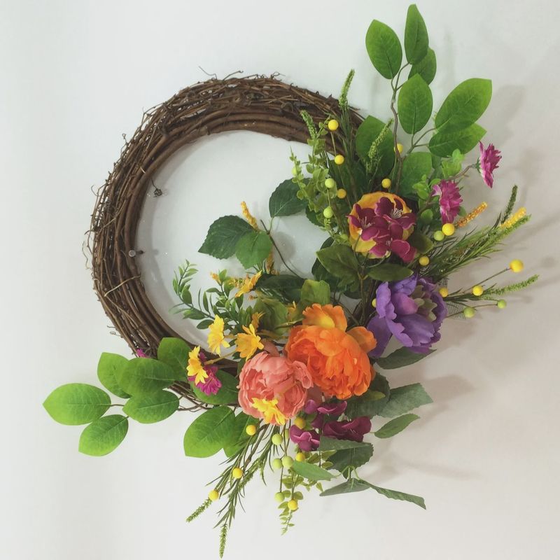 FL7170 - SPRING / SUMMER HALF FLORAL WREATH - 24&quot; DIAM