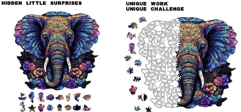 MES6 - WOODEN PUZZLE - ELEPHANT - 303 PIECES