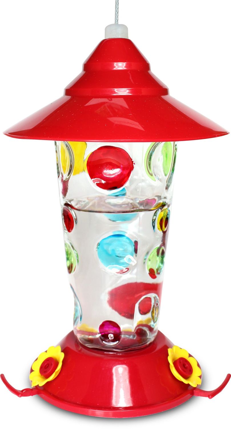 88026 - GLASS HUMMINGBIRD FEEDER W/ HANDPAINTED DOTS