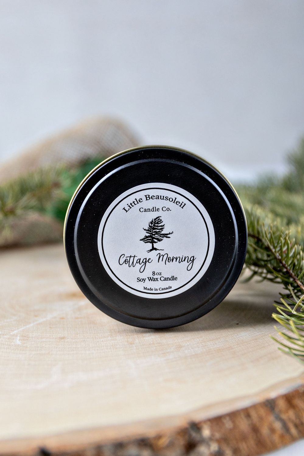 8OZ SOY WAX - BLACK TIN CANDLE - CALM BREEZE