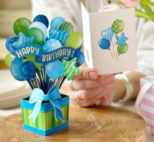 327-7437 - MINI POP-UP BIRTHDAY BALLOONS - BLUE