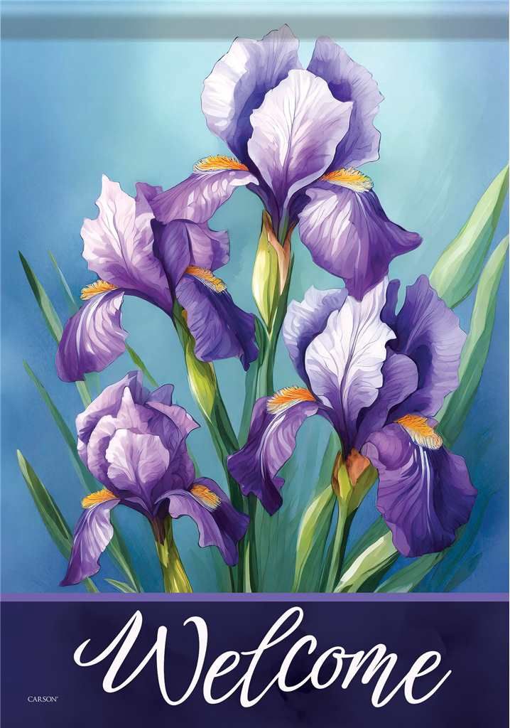 CS53368 - GARDEN FLAG -  IRIS WELCOME