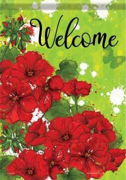 CS50969 - GARDEN FLAG -  BRIGHT GERANIUMS