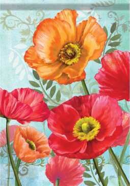 CS53313 - GARDEN FLAG -  BRIGHT POPPIES
