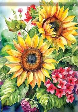 CS54385 - LARGE FLAG - SUNFLOWER/GERANIUMS