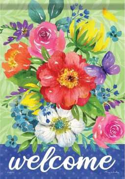CS50980 - GARDEN FLAG -  FLORAL SPRAY