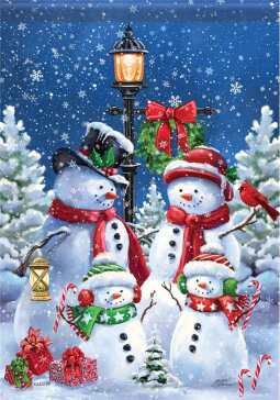 CS53124 - GARDEN FLAG -  SNOW FAMILY