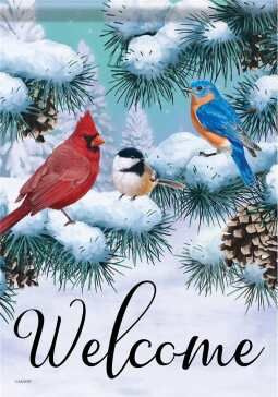 CS53185 - GARDEN FLAG -  CHRISTMAS SONGBIRD