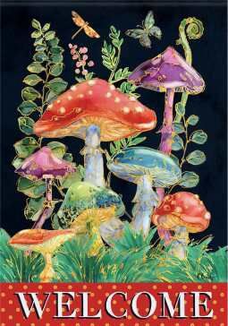 CS53264 - GARDEN FLAG -  FAR OUT MUSHROOMS