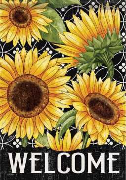 CS54282 - LARGE FLAG - WELCOME SUNFLOWERS