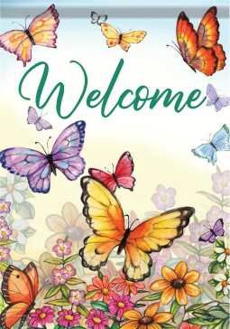 CS54335 - LARGE FLAG - WELCOME BUTTERFLIES