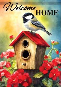 CS54422 - LARGE FLAG - RED ROOF CHICKADEE