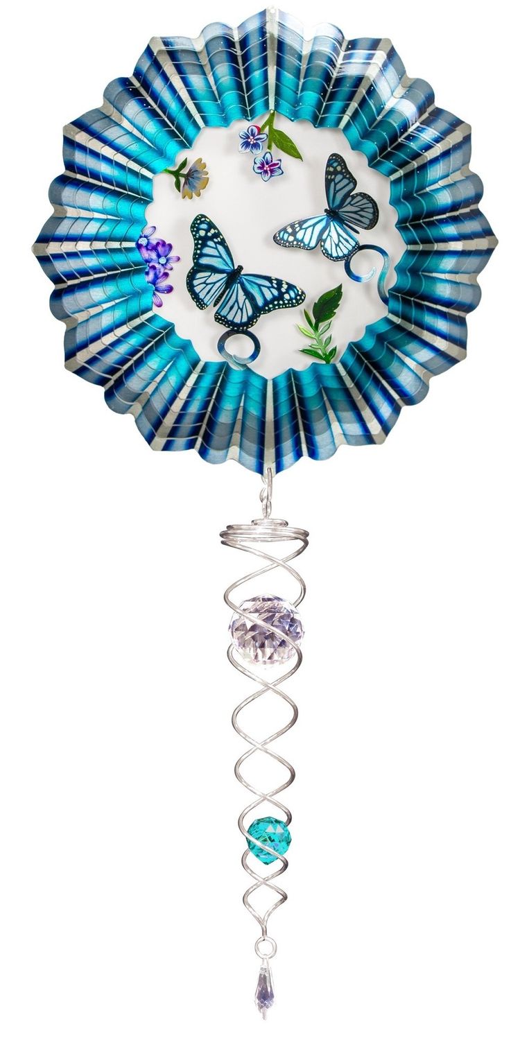 701SS - VIVID BLUE BUTTERFLIES W/ CRYSTAL TAIL - SET