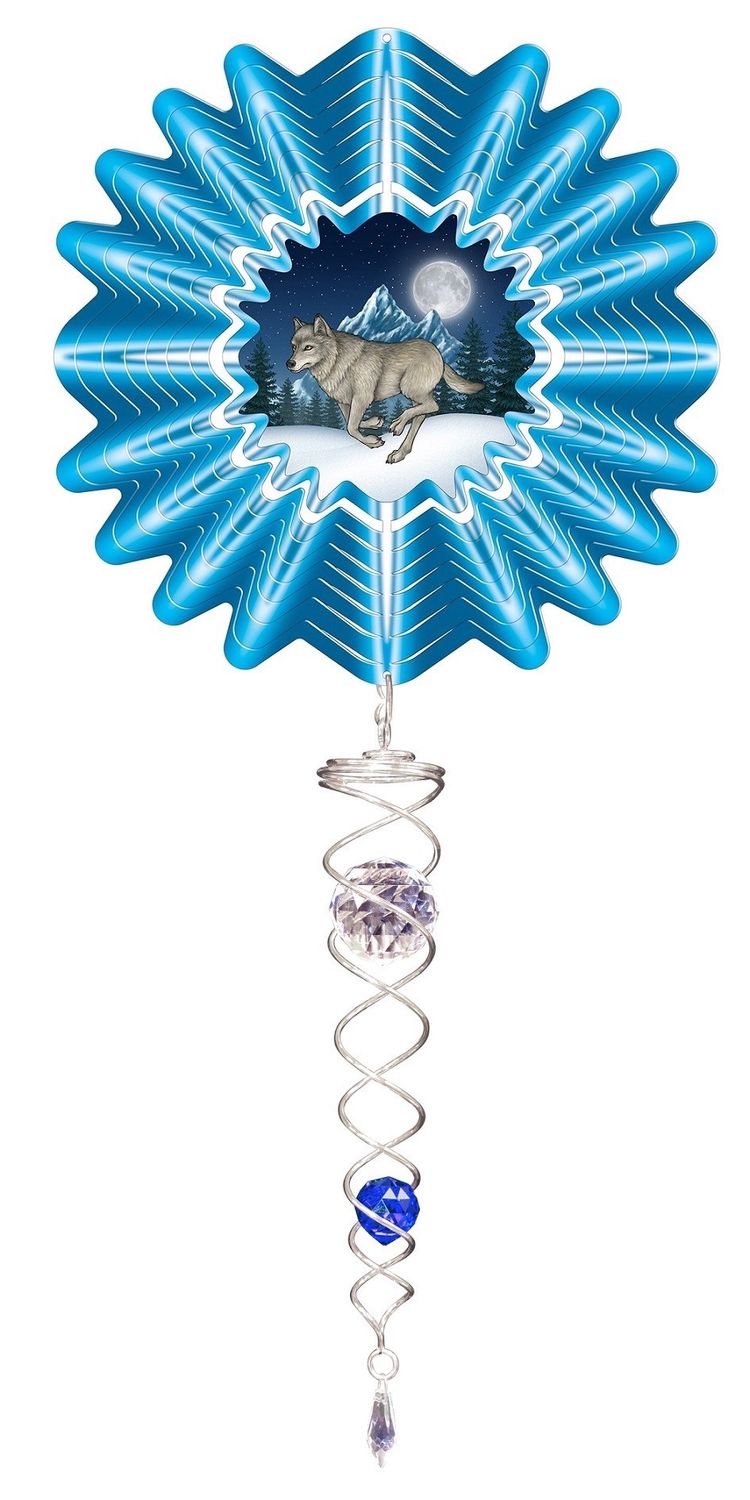 799SS - ANIMATED RUNNING WOLF  W/ CRYSTAL TAIL - SET