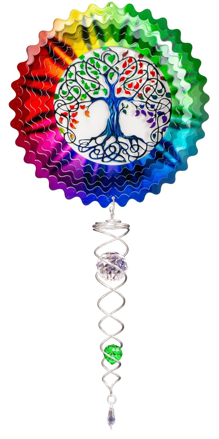 752SS - VIVID COLOURFUL TREE OF LIFE W/ CRYSTAL TAIL - SET