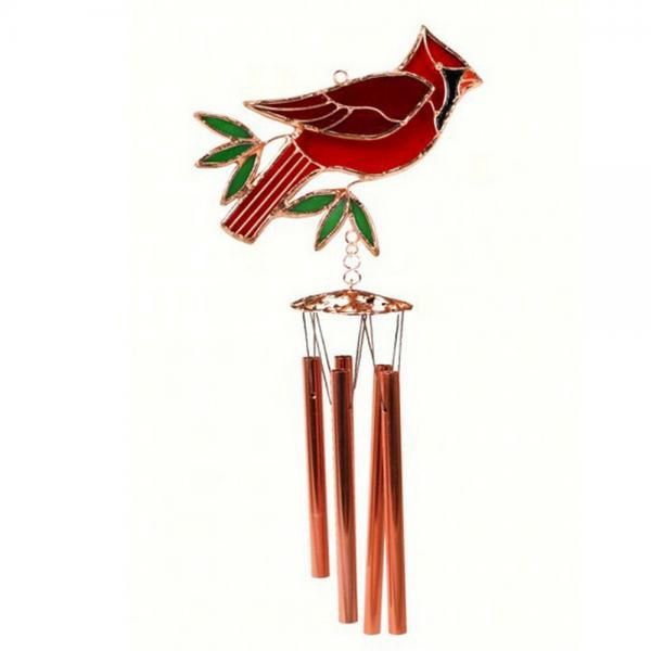 GE142 - WIND CHIME - STAINED GLASS / CARDINAL