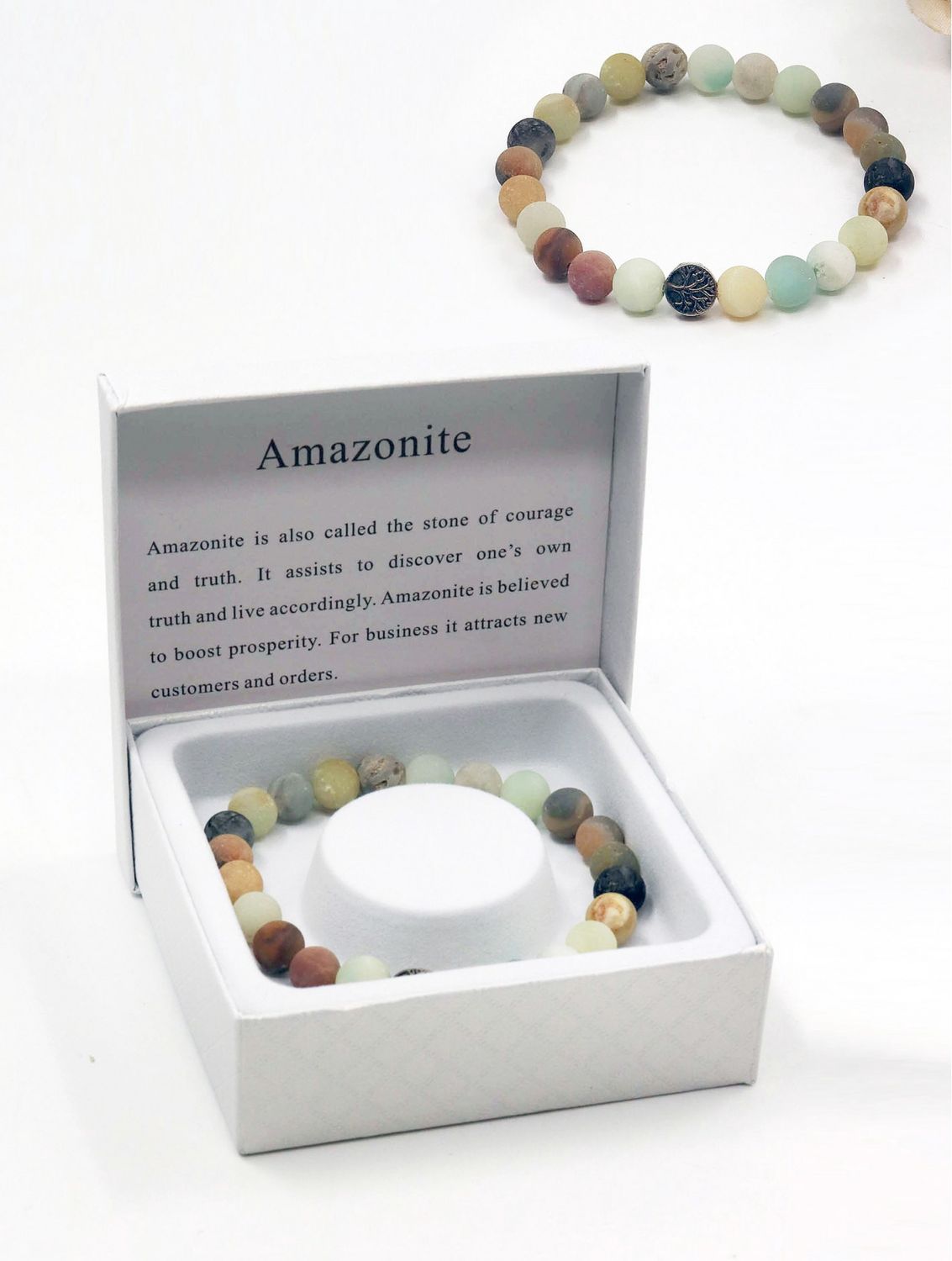 BR1234-01 - BLESSING BEAD BRACELET / AMAZONITE