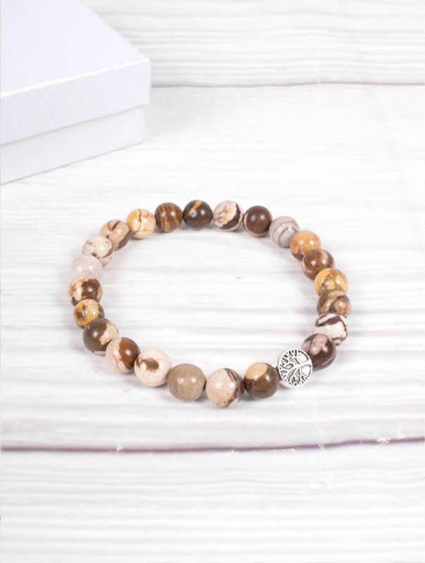 BR1239 - BLESSING BEAD BRACELET / ZEBRA JASPER