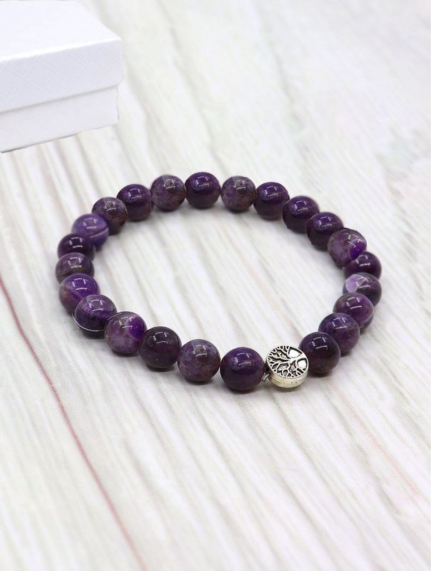 BR1258 - BLESSING BEAD BRACELET / PURPLE AMETHYST