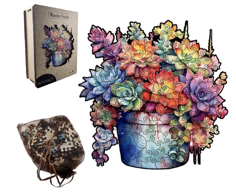 MES10 - WOODEN PUZZLE - FLOWER POT - 166 PIECES