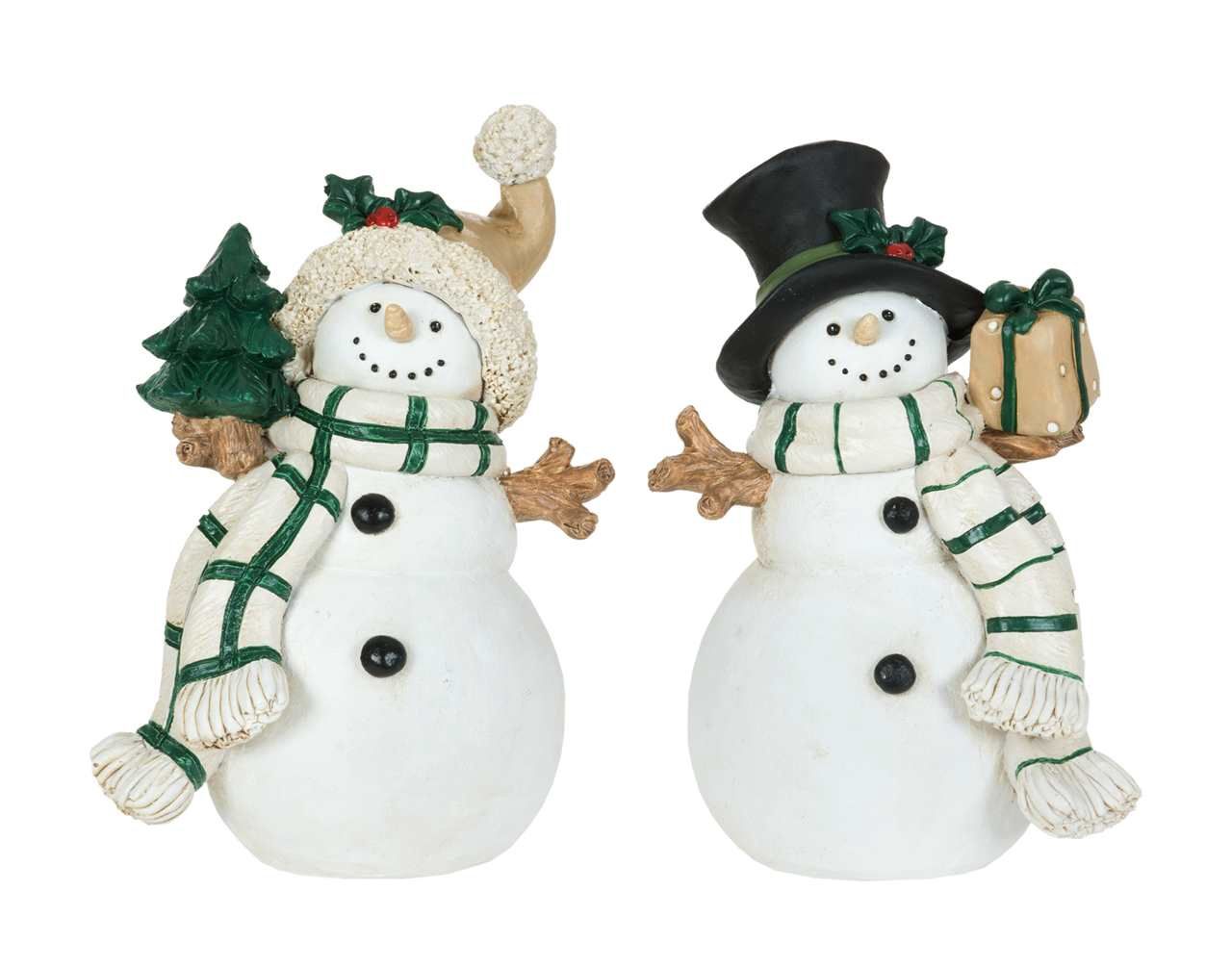 D4090 - 8&quot; GREEN SNOWMAN W/GIFT+TREE - 2 ASST