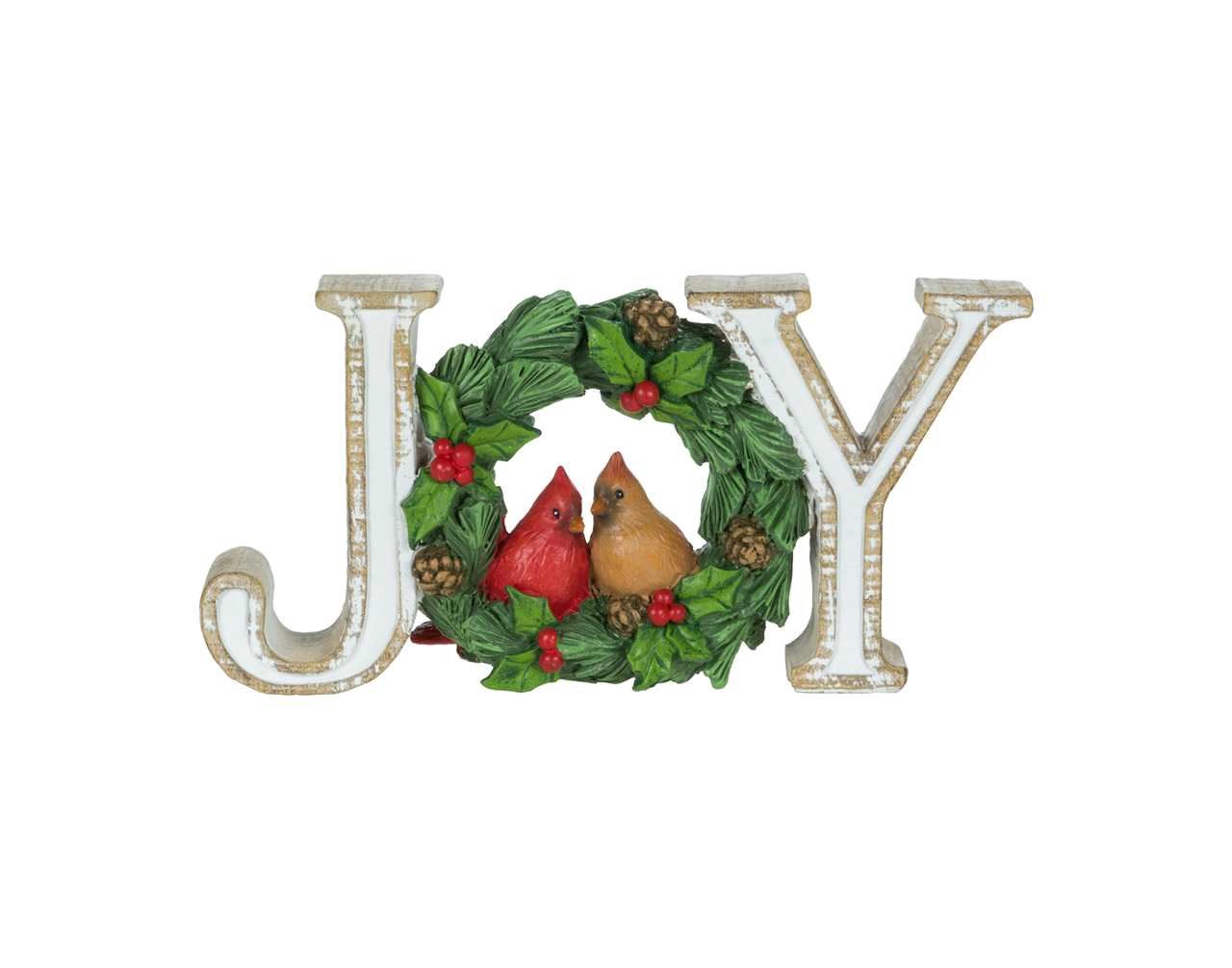 D4013 - 8&quot; JOY W/WREATH+CARDINALS